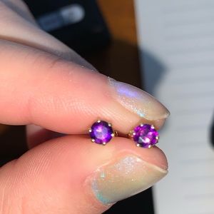 14K Amethyst Stud Earrings